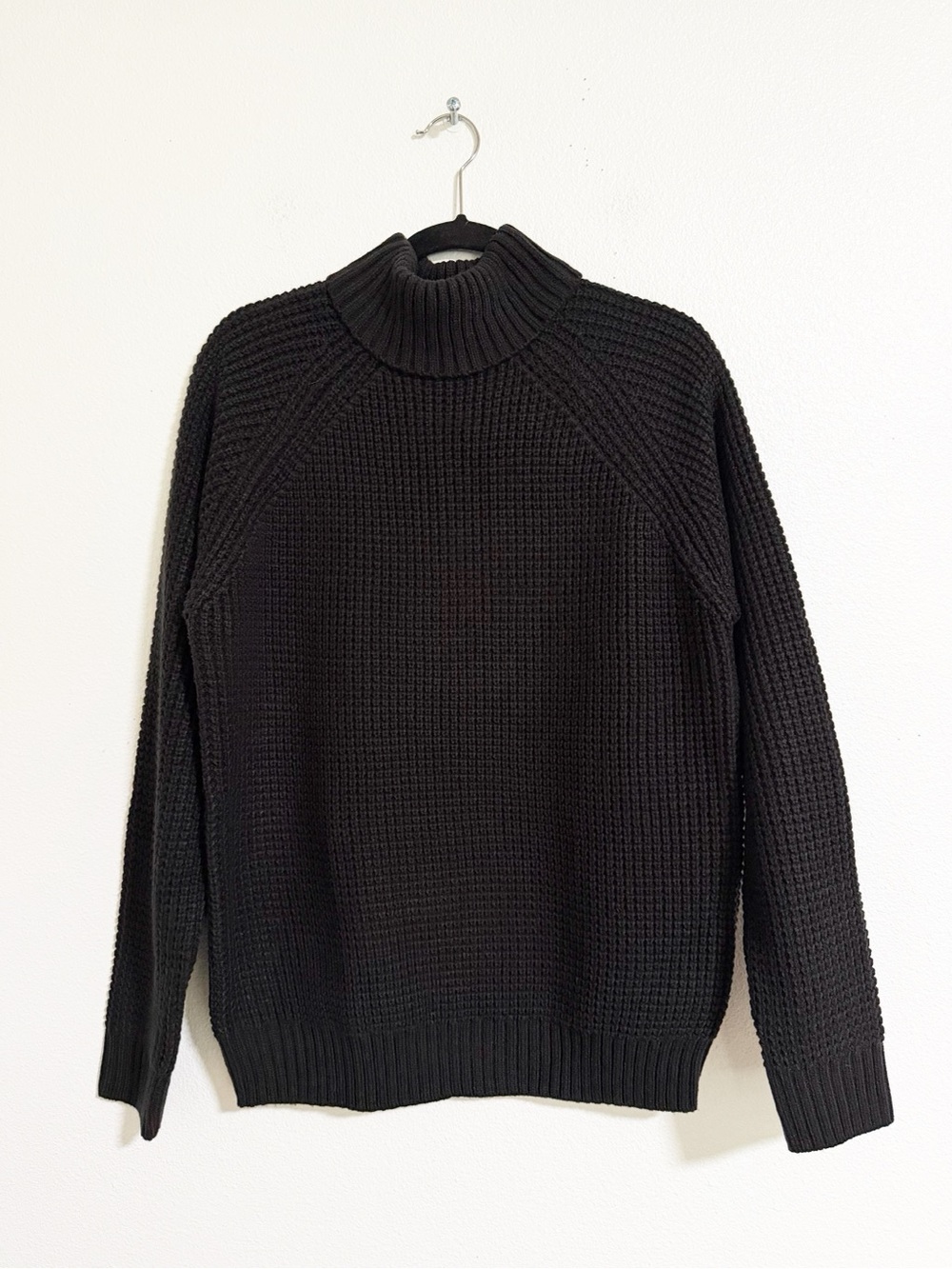 Topman Waffle Knit Turtleneck Sweater Black Size L